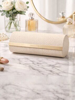Jimmy Choo Ivory Snakeskin Hardshell Sunglasses Eyeglass Case Magnetic Designer